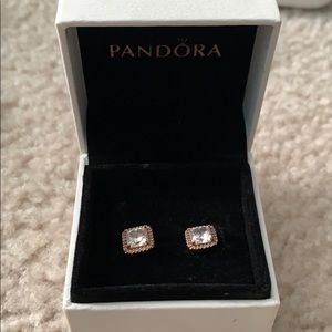 Rose Gold Diamond Stud Pandora Earings